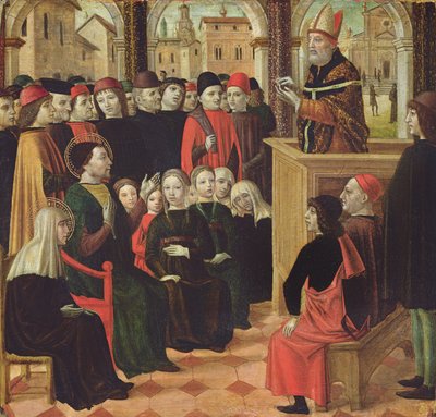 Die Predigt des Hl. Ambrosius von Ambrogio Bergognone